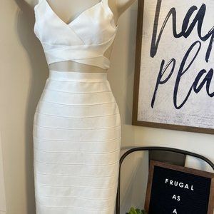 White Bandage Dress Two-Piece. SUPER STRETCHY!